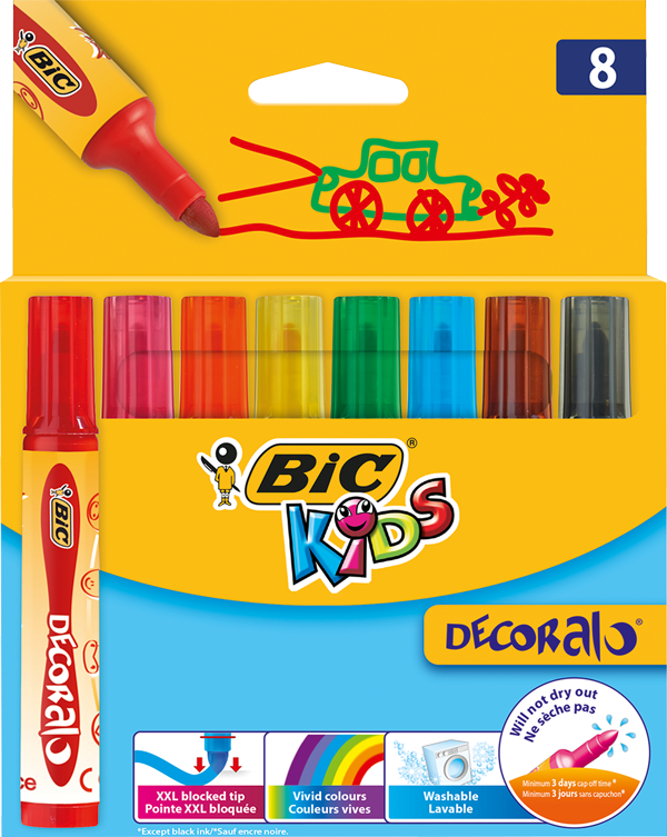 Rotuladores Lavables BIC Kids, Punta Gruesa, Multicolor, 48 Unidades –  Shopavia