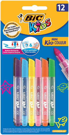 BIC Kids Visa Fine Felt Tip Felt Tip Pens - Assorted Colours, Pack